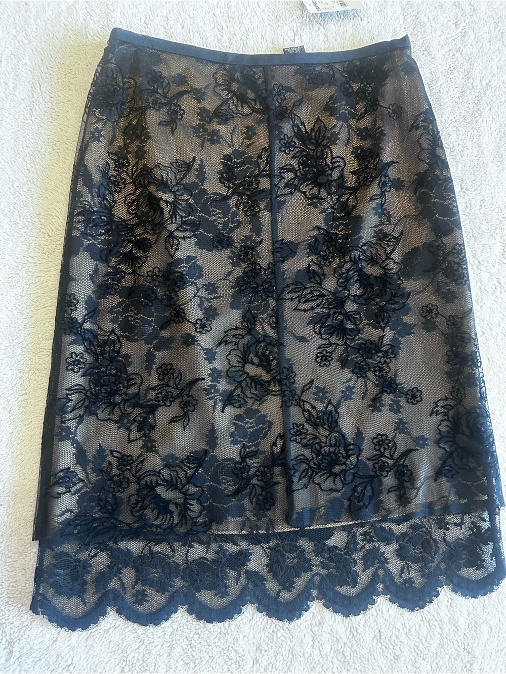 Express Black Floral Lace Pencil Skirt
